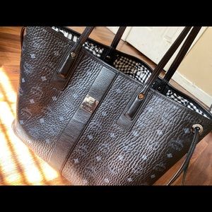 Black and blue MCM handbag